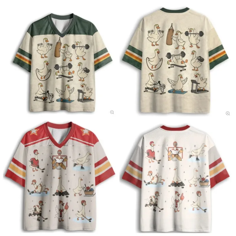 Adults and Children, Who Isn't A Sports Ace! Silly and Quirky 3D Printed Large Goose Short-sleeve, Personalized Sporty Jersey