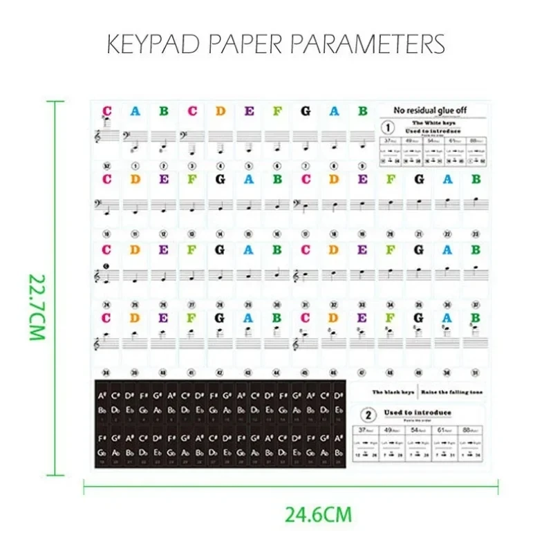 Miwayer Piano Key Note Stickers 88/61/54 Keys Large Bold Letters Removable Transparent Learning Labels for Digital Keyboard