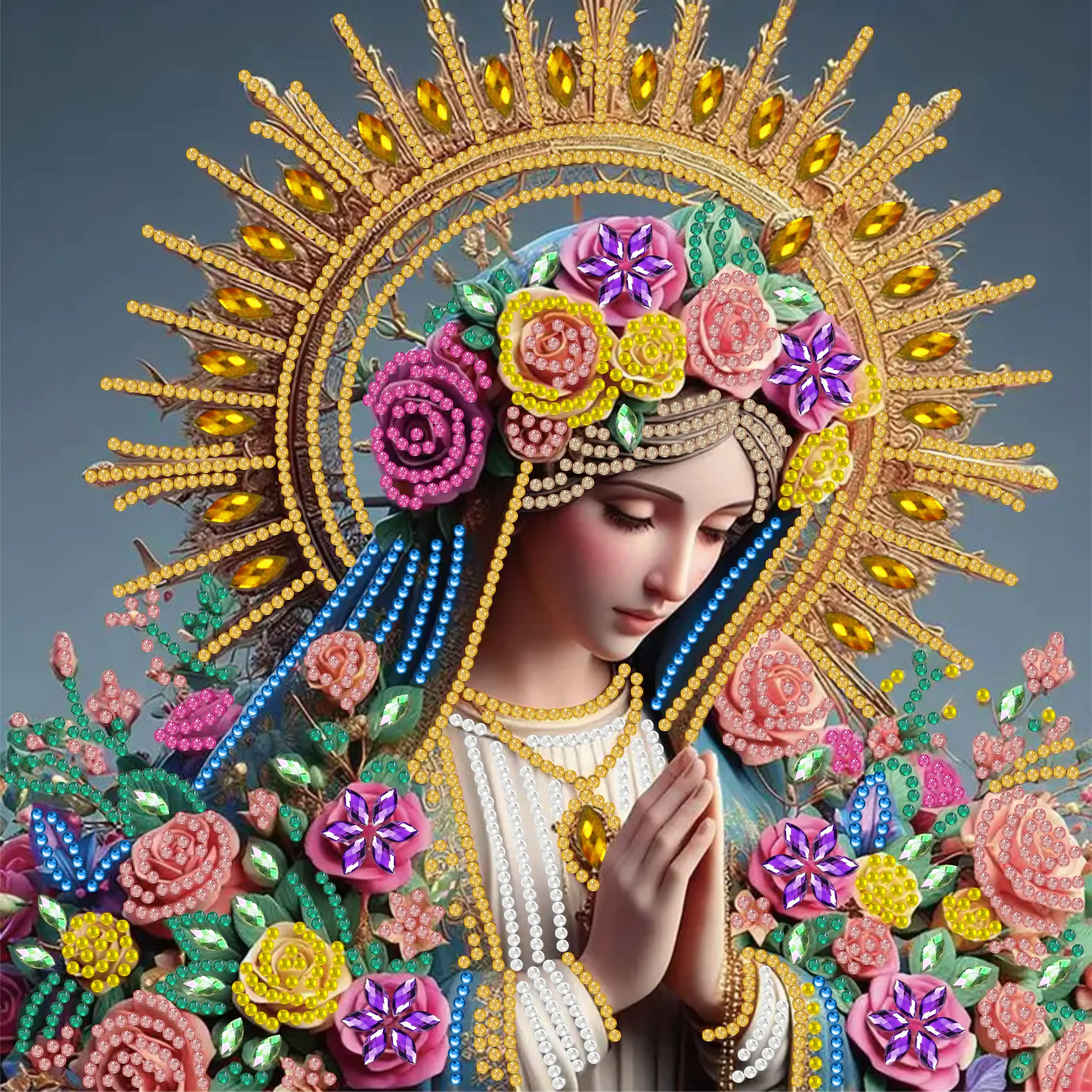 SDOYUNO DIY 5D Special Shape Diamond Art Kits the Virgin Mary Religious Gifts Diamond Art Painting Kits for Home Wall Decor