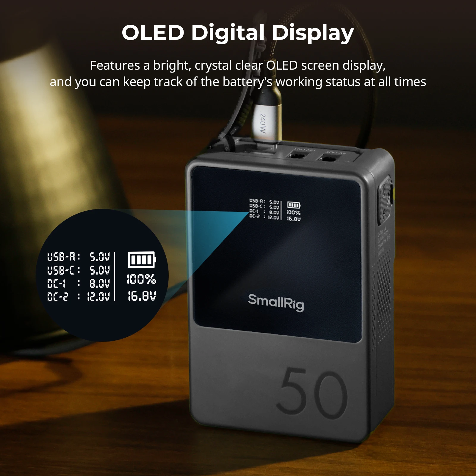 Smallrig-カメラ,スマートフォン用のポータブルVロックバッテリー,USB-C mAh,3400ポート,45W,vb50