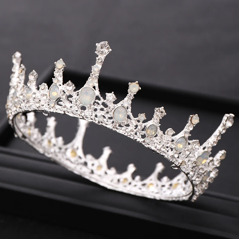 Baroque Rhinestone Crystal Queen Crown Wedding Tiara Bridal Diadem Silver Color Headpiece Crown Party Wedding Hair Accessories image 5