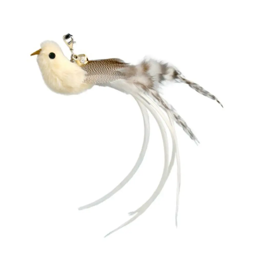 Bâton de chat interactif en peluche avec tête d'oiseau simulée, ventouse, jouet pour chat, baguette de jeu colorée pour chat