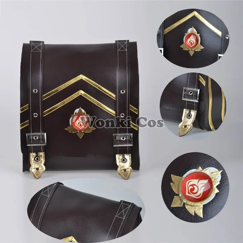 Game Impact Klee Cosplay Costume Wig with Hat Full Set Cute Loli Dress Klee Dodoco Backpack Bag for Kids Cosplay