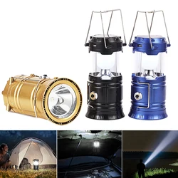 Outdoor Solar Camping Lantern Waterproof Emergency Flashlight 2/4 in 1 Led Tent Projection Lamp Galaxy Effect Discos Stage Light