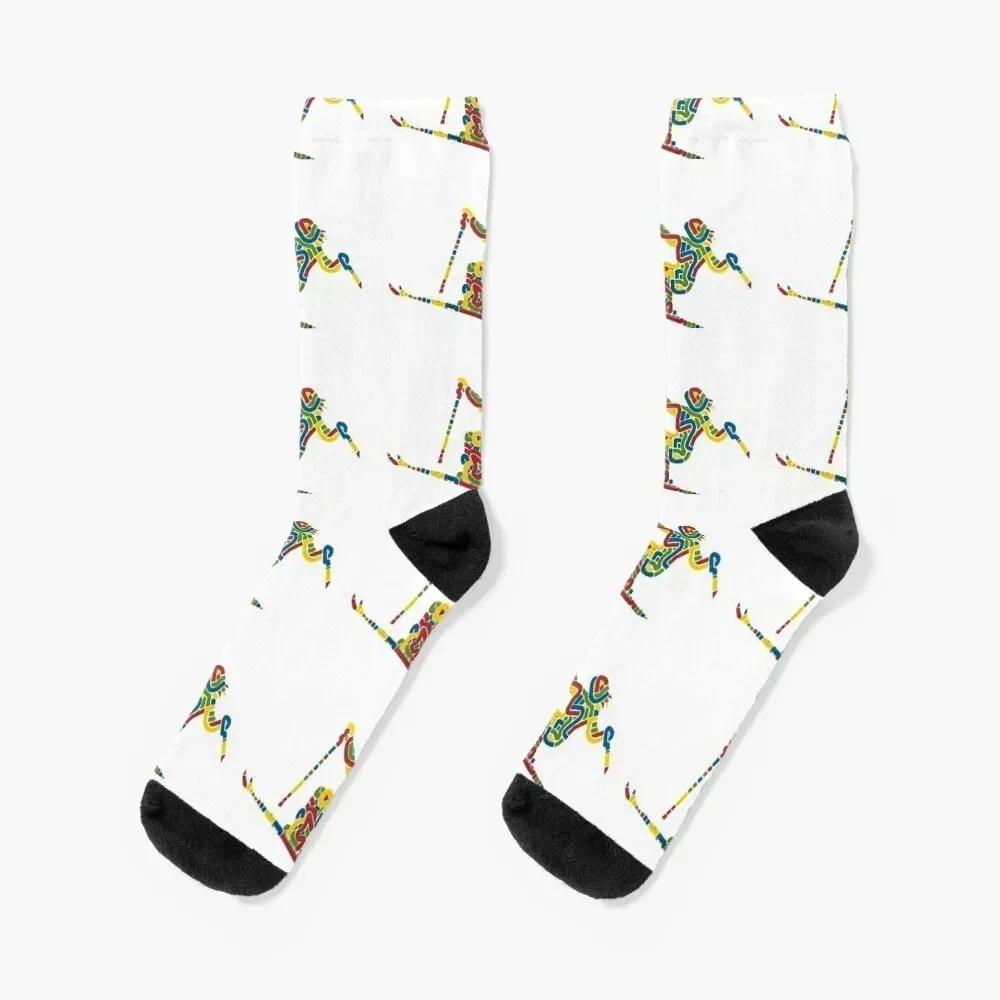 

Colorful Squiggle Skier Socks sport moving stockings cotton sheer Socks For Women Men's