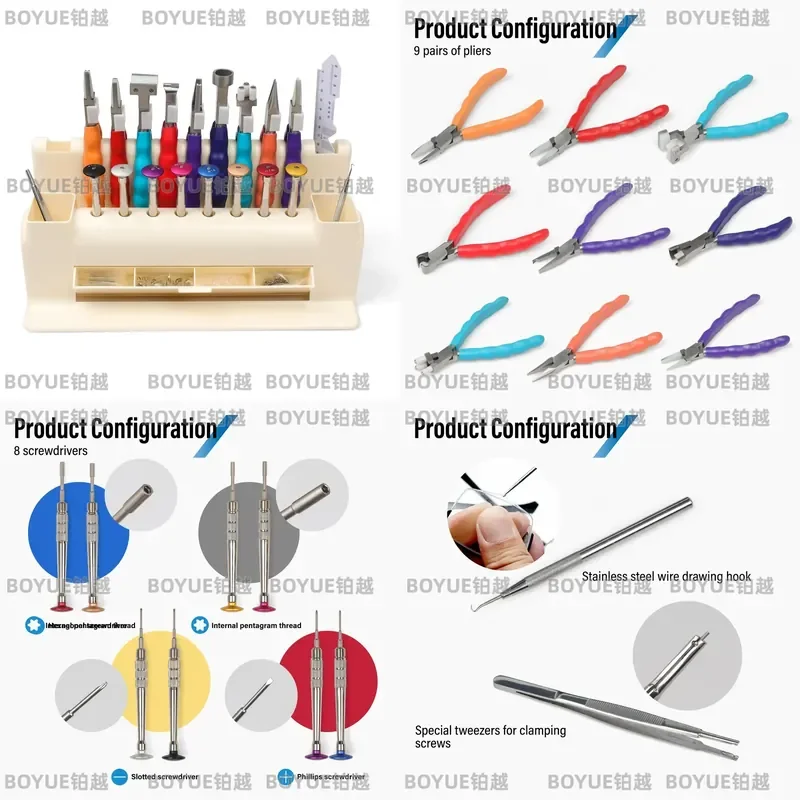 Stainless Steel Glasses Repair Tool Kit with Hard Screwdriver and Shaping Pliers for Eyewear Frame Adjustment Maintenance