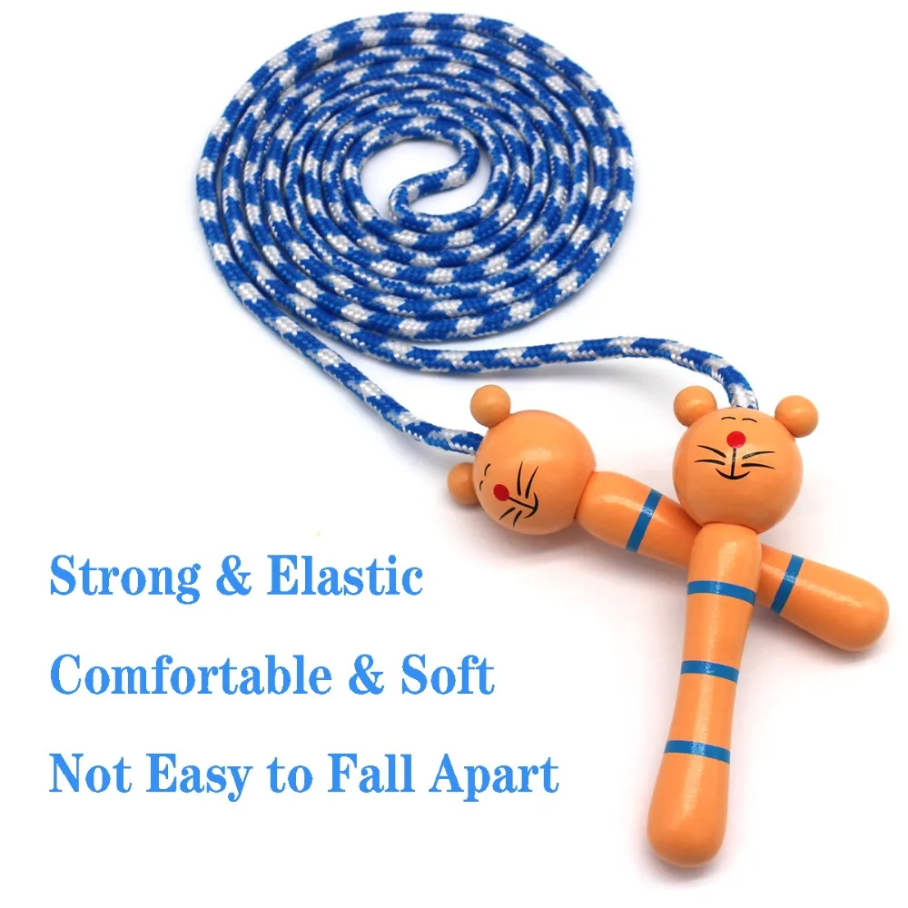 2 Pcs Kids Jump Ropes Wood Handle Sport Bodybuilding Fitness Lovely Cartoon Skipping Ropes Lose Weight Exercise Gym Equipment