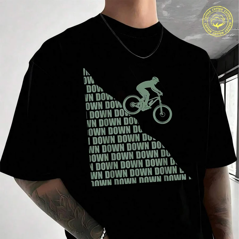 

Bicycle Design MTB Mountain Biker Men's Moto Casual T-Shirt Fashionable Street Style Suitable For Travel And Sports Tee