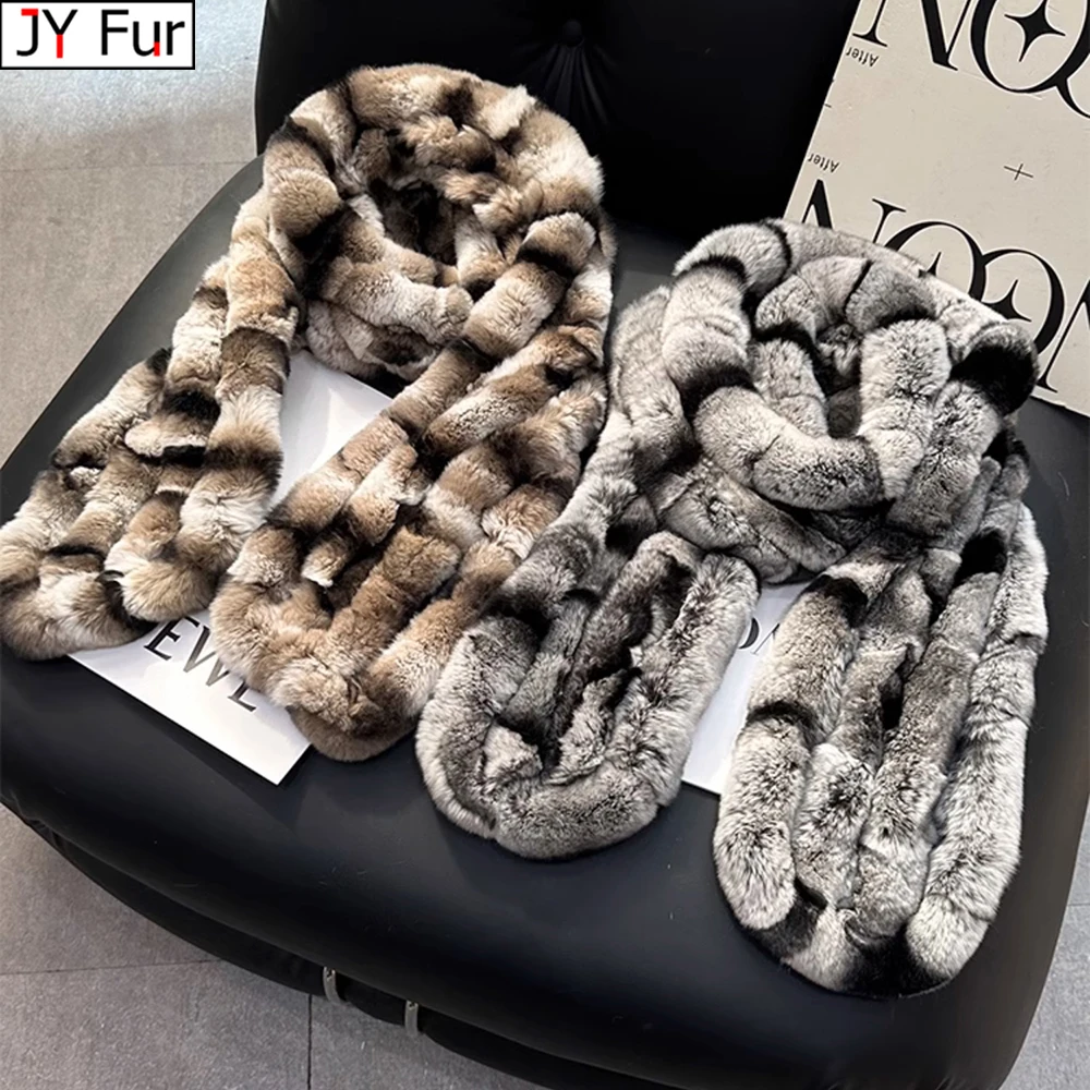 Hot Sale Long Style Real Genuine Rex Rabbit Fur Scarf Winter Knitted Rex Rabbit Fur Ring Scarves Women Rex Rabbit Fur Mufflers