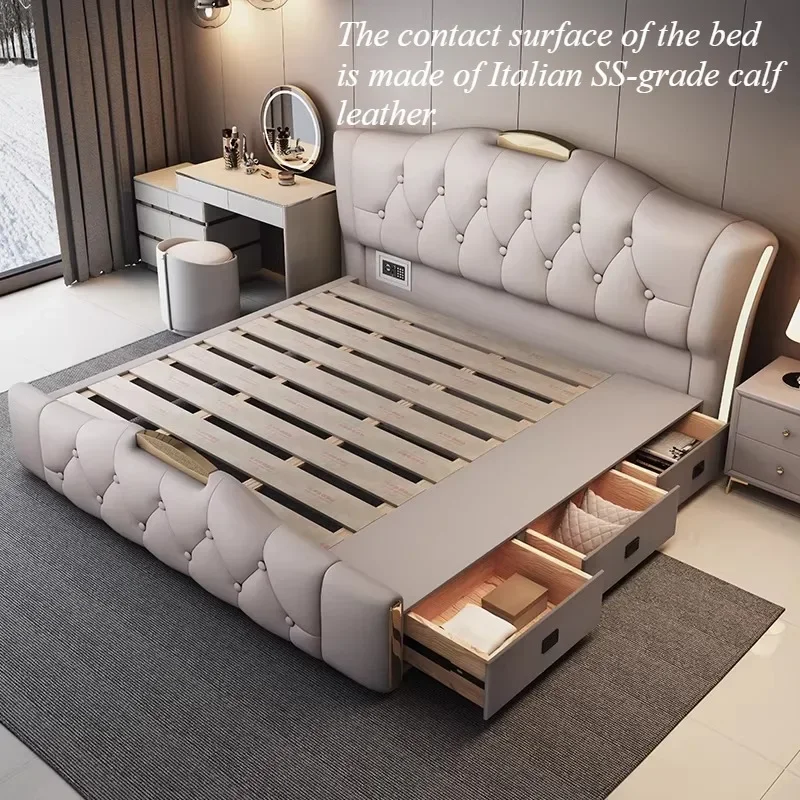 

Upholstered Twin Bed Headboard Unique Storage Frame Bed Queen Size Luxury Camas De Matrimonio Dormitorio Bedroom Accessories