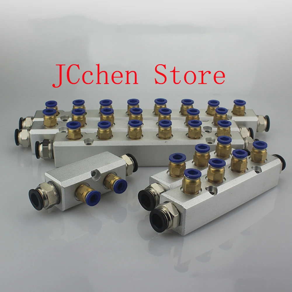 30x30mm WxH 2 3 4 5 6 7 8 9 10  Way 4-12 Ports Pneumatic Air Manifold Splitter With 8mm 12mm Coupler