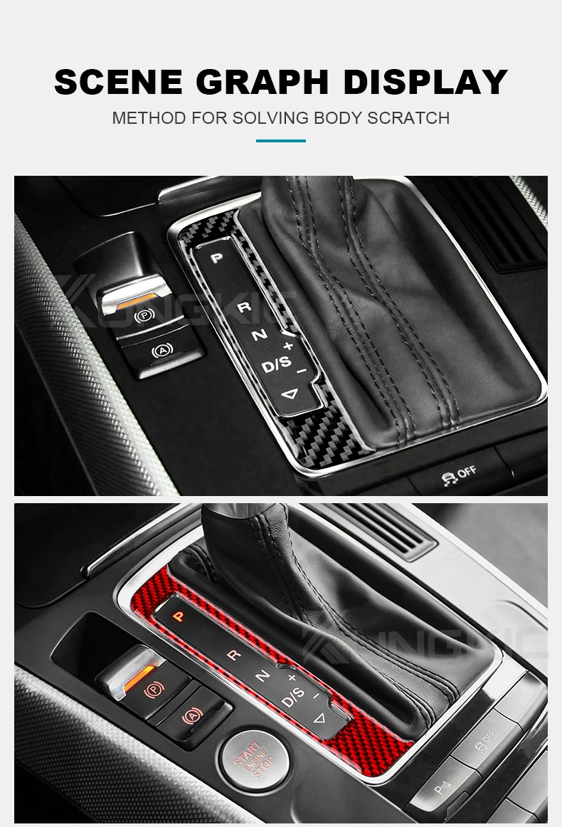 Echter, weicher Carbonfaser-Aufkleber für Audi A4 A5 Q5 2009 2010 2011 2012 2013 2014 2015 2016 Schaltpanelle, Innenraumzubehör – Detail 8