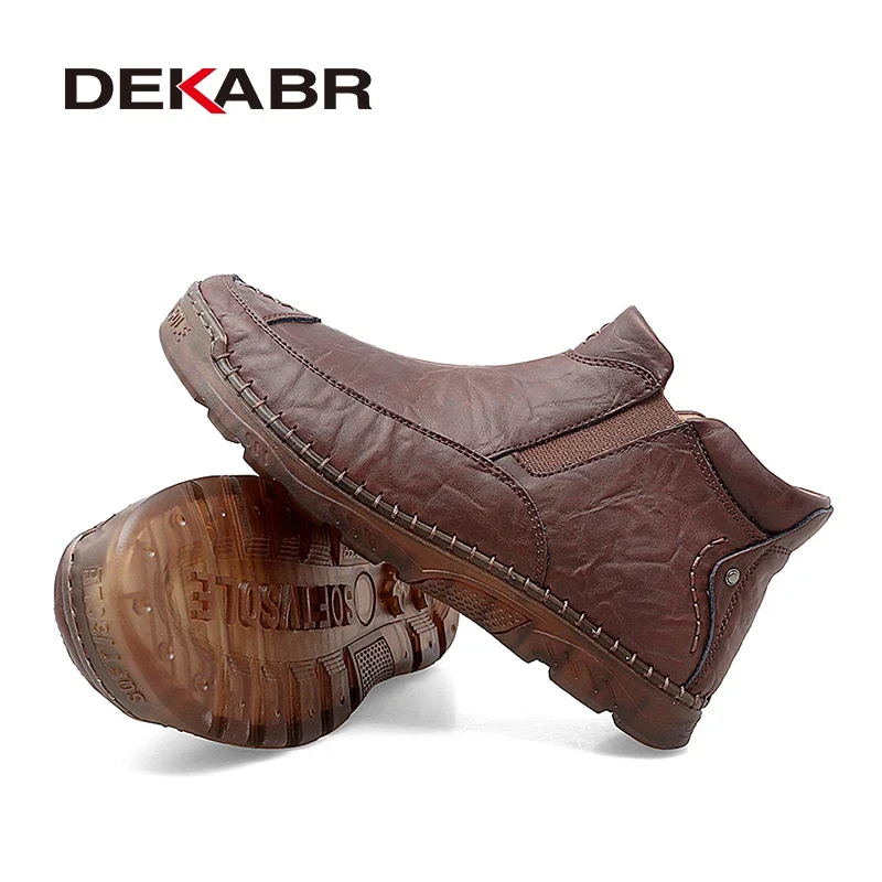 DEKABR Ankle Boots Men Leather Casual Boots British Style Fashion Comfortable Mens Shoes Big Size Men Boots 47