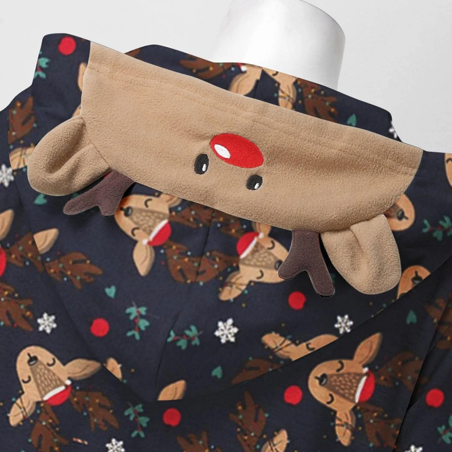 Herren Weihnachten Kapuzen Overall Pyjamas Elch Loungewear Outfits Familie Weihnachten Passende Sets Weihnachten Gedruckt Mit Kapuze Hause Anzug Set
