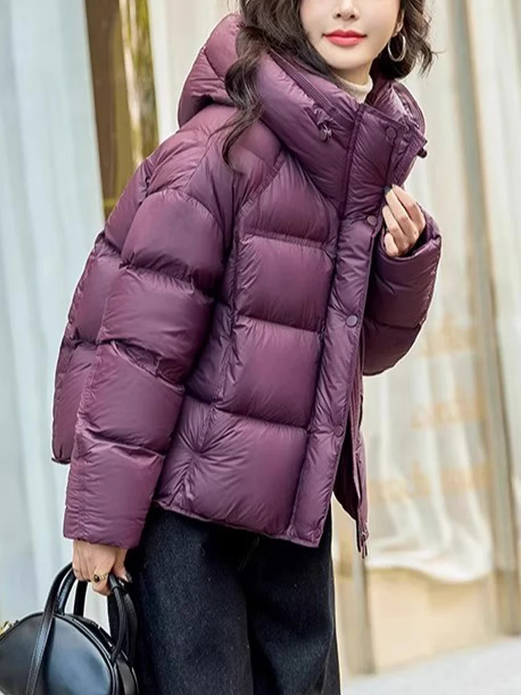 

Sli Women's down Cotton Jaet Thiened ort Bread Sle Winter Coat Korean Loose Fit Faionable Warm Zipper Closure