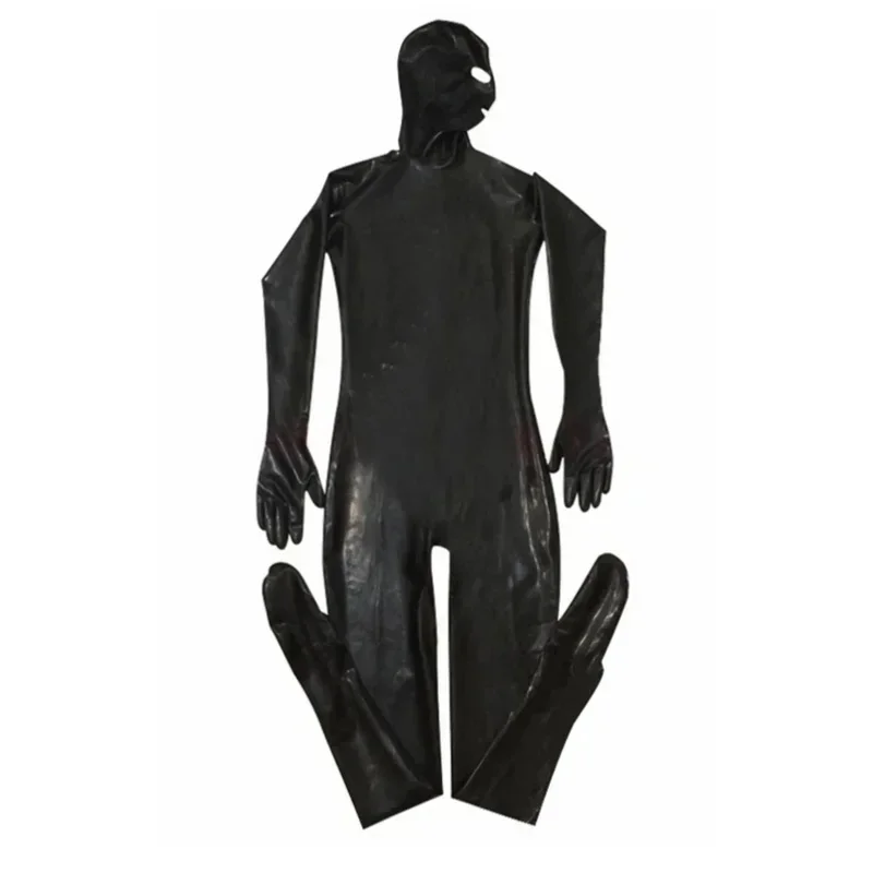 Faux Leather Fun Men Full Bodysuit Penis Sexy Black Clubwear Fetish Erotic Man Jumpsuit Shiny PVC Catsuit Costume Wetlook Party