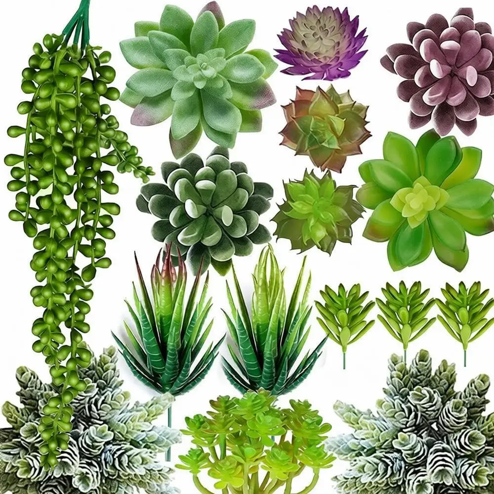 

16-Piece Set of Unpotted Artificial Succulents for DIY Decor, Home Garden, or Office Party - High Realistic Quality