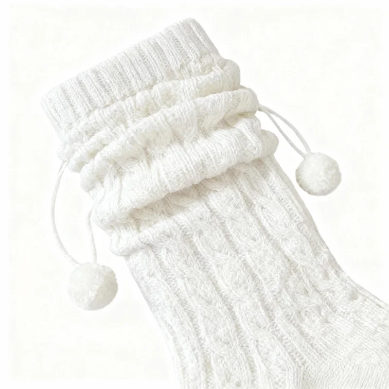 Jambières Kawaii avec pompons, chaussettes de bottes en tricot torsadé pour superposition avec jupes et baskets, accessoire de mode mignon 22cm, 2 pièces