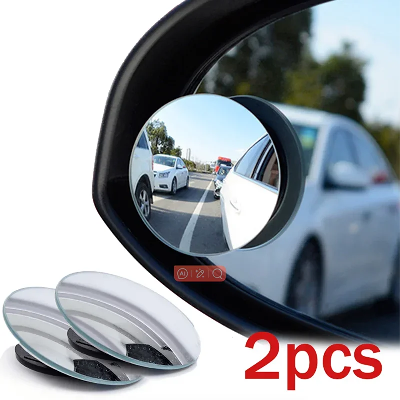 1Pair Car Blind Spot Mirror 360 Degree Adjustable Car Rearview Convex Mirror For Car Reverse Wide Angle Parking Rimless Mirrors