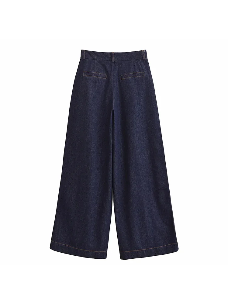 TRAF-Conjunto de pantalones largos de mezclilla para mujer, 2 piezas, chaleco vaquero, abrigo, traje informal, trajes para mujer 2025, 2025