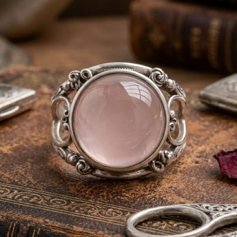 Huitan Romantische rosa CZ-Ringe für Partys, Vintage-Stil, süße, sanfte Fingeraccessoires für Frauen, anmutiges Temperament, Partyschmuck