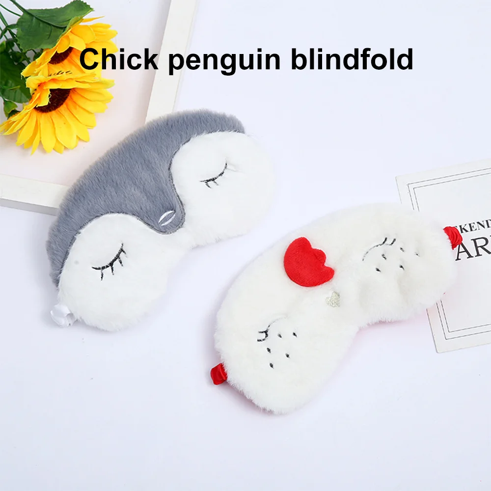 Plush Penguin Chicken Sleep Eye Mask Cartoon Animal Sleep Mask Relax Night Light proof Eye Covers Soft Eye Patches for Children