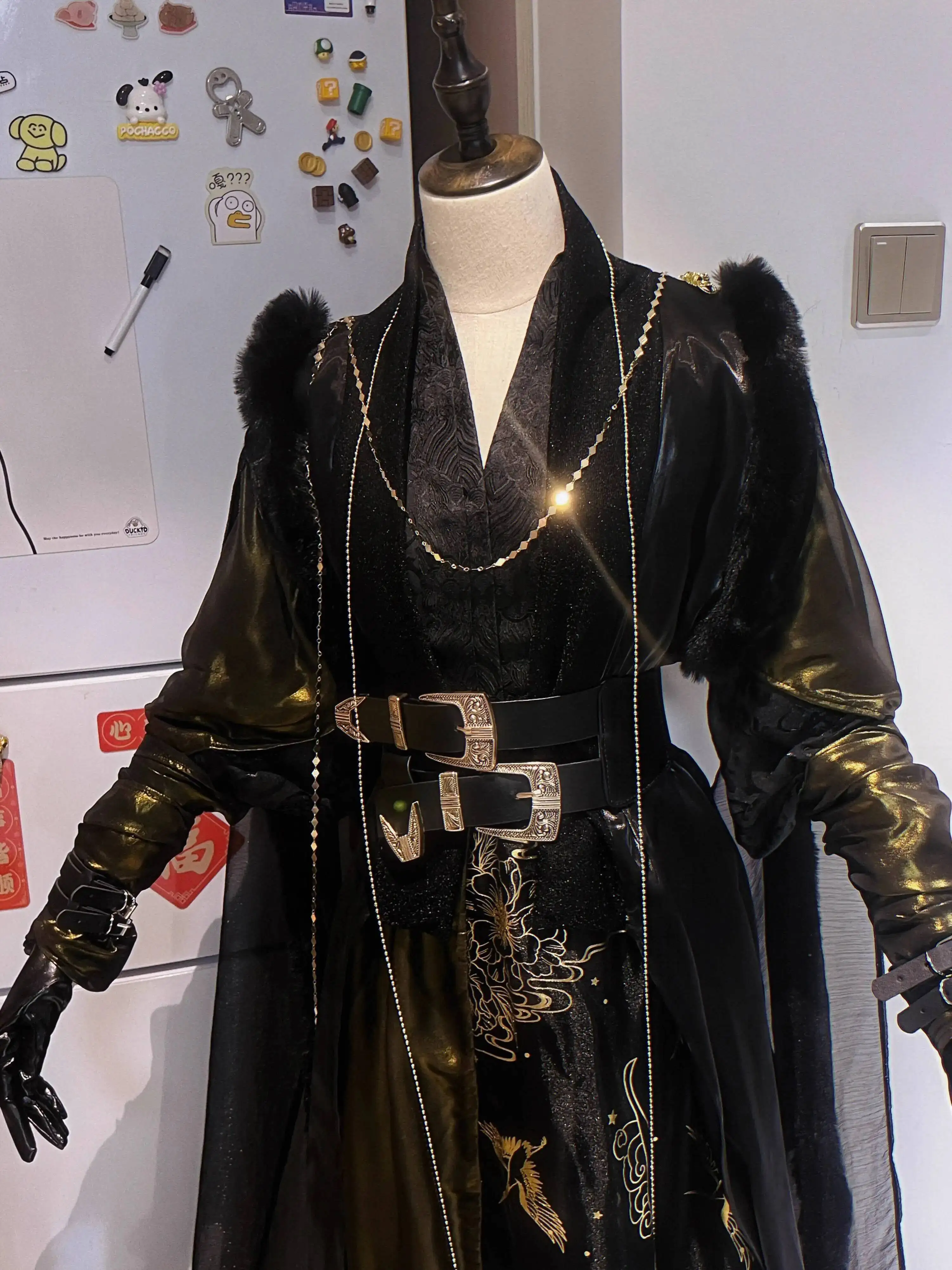 Cosplay ciego negro Xiao Ce'an Er Ha Mo Ran TGCF disfraces Cosplay negro oro Hanfu ropa de actuación de Halloween estilo antiguo