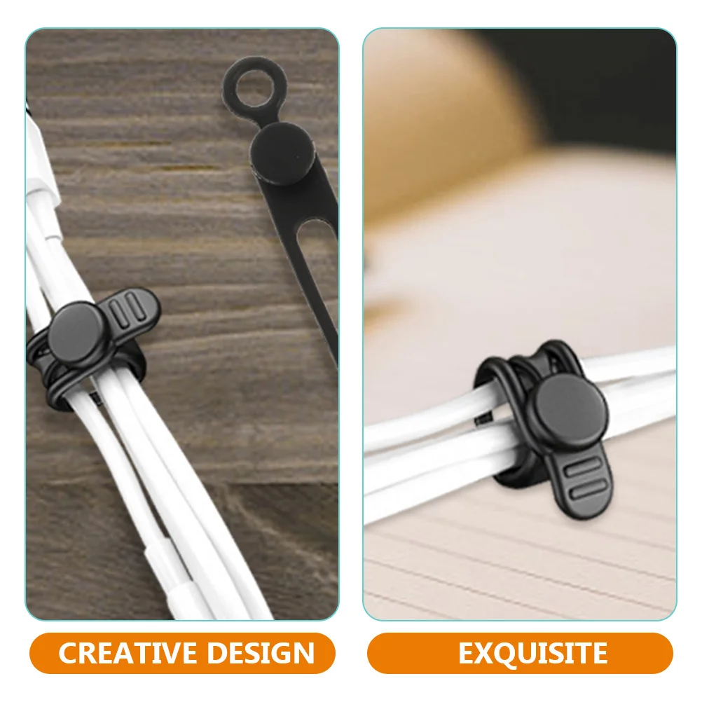 

10Pcs Silicone Cable Ties Reusable Cord Organizer Set for Wire Management USB Cables Desktop Organization Tool
