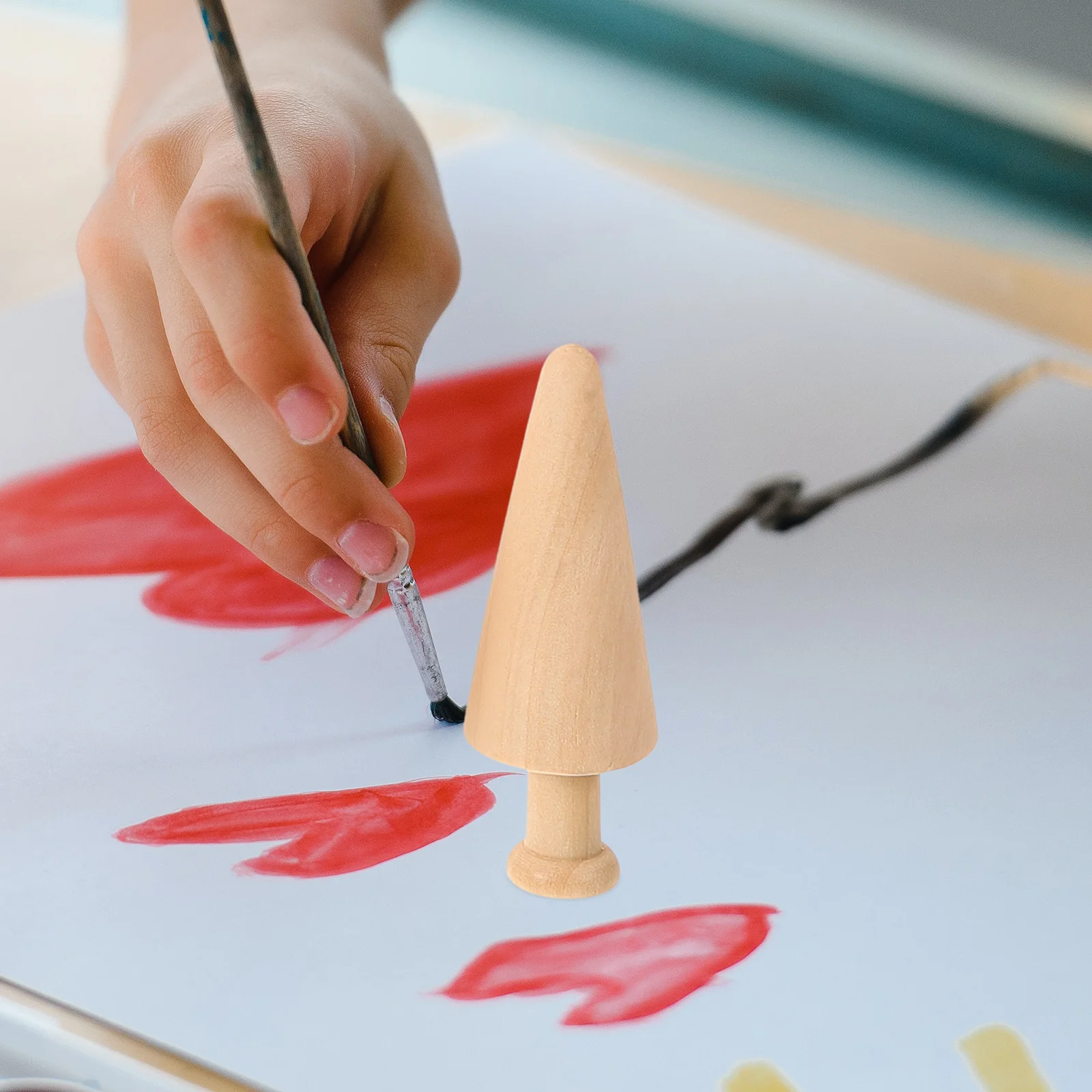 

20pcs Unfinished Wooden Mini Trees Smooth Surface DIY Crafts Paintable naments Beige Graffiti Decor Home Party Art Supplies