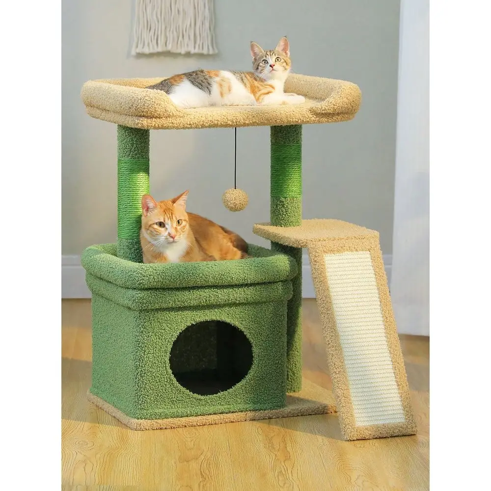 

27 Cat Tree For Indoor Cats, Small Cat Tower With Natural SIsal ching Posts Ladder, Cat Condo, Cozy Top Perch, Furr Hangin