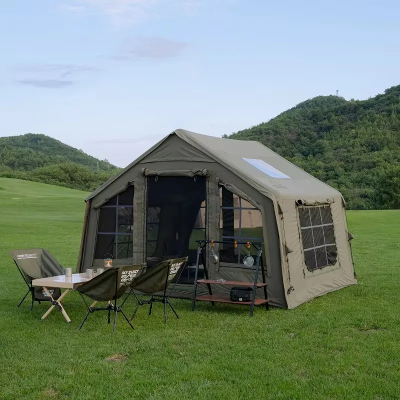 YTYIN Coody 8.0 Inflatable Air Tent-Army Green 3-6 Person Luxury Outdoor Waterproof Four-Season Family Camping Tent Cotton Fabri