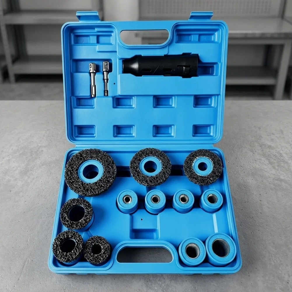 15Pc Wheel Bolt Rust Removal Brush Set For Drills, Steel Wire&Nylon Cleaning= Heads For Car Tire Rims Studs=Nuts Restoration=Kit