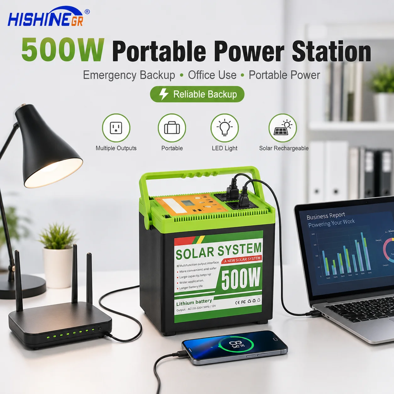 Smart High Capacity Long Lasting Solar Panel Compatible Battery Backup Multi Function Energy Storage Portable Power Station
