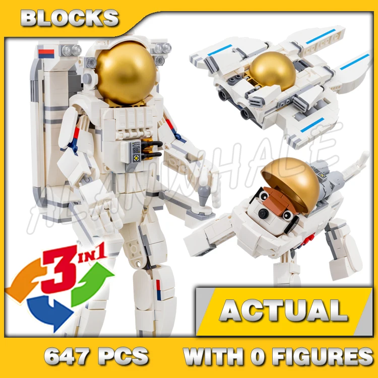 647pcs Creator 3in1 Space Astronaut Detachable Jet Propulsion Backpadog Viper 68003 Building Block set Compatible with Model