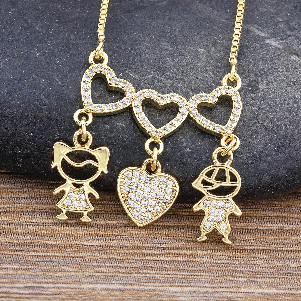 Nidin New Trendy Love Heart Shape Girl Boy Shine Zircon Pendant Necklace For Women Female Chain Choker Jewelry Mother\'s Day Gift