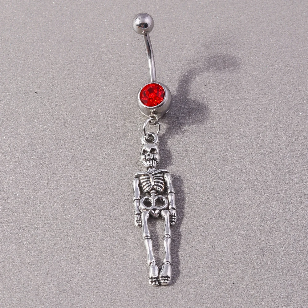 Aihua Halloween Schädel Skelett Nabel Ring Chirurgenstahl Gothic Halloween Spinne Bauchnabel Ring Piercing Ombligo Körperschmuck – Detail 8