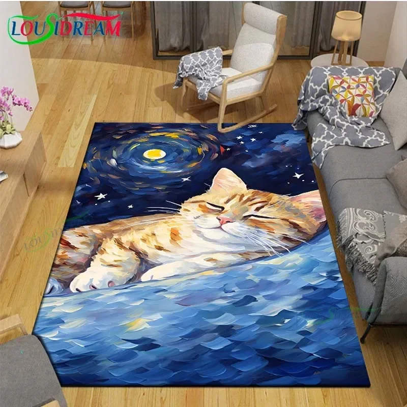 

Exquisite Painting Cat、Dog Pattern Carpet Living Room Bedroom Carpet Yoga Mat Photography Props Area Rug birthday gift