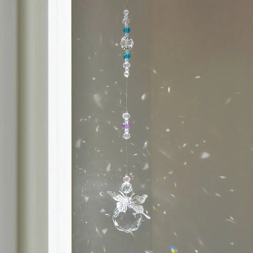 Butterfly Crystal Prism Ball Glass Ball Prism Effect Hanging Ornament Hanging Suncatcher Sparkling Window Pendant