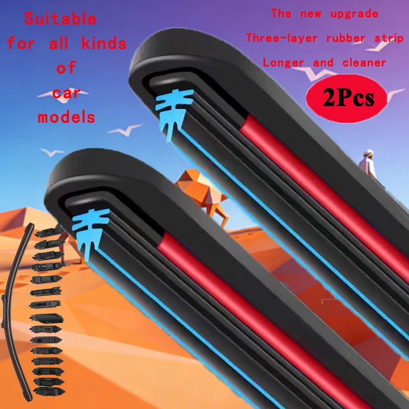 

For Honda S2000 AP S660 JW5 Convertible 2000 2001 2002 2006 2008 2009 2015 2016 2017 2019 2020 2022 THREE Rubber Wiper Blades