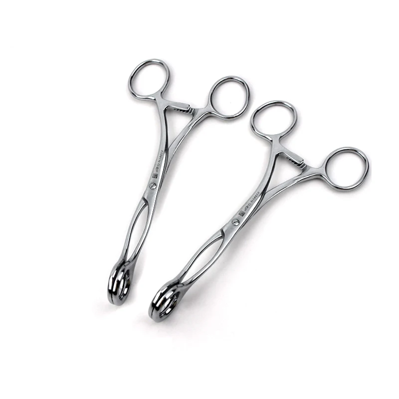 Stainless steel tongue forceps, straight head elbow with transverse teeth, dental examination tools