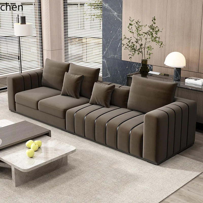 HXL Wash-Free Fabric Sofa Living Room Light Luxury Piano Style Straight Sofa