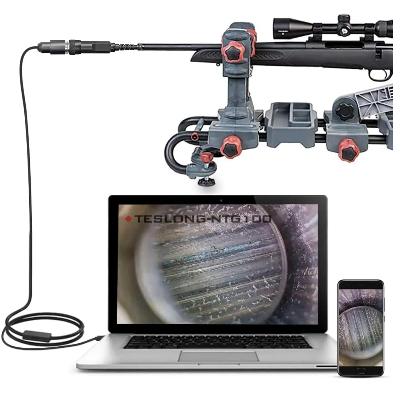 

Flexible Rifle Borescope with Camera for .20 Caliber & Larger, Includes Mirrors and Case - 45 Inch