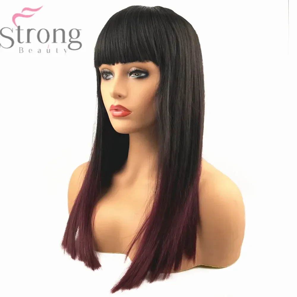 

StrongBeauty Women's Synthetic Capless Natural Wigs Wine Red Ombre Hair Long Straight Cosplay Wig