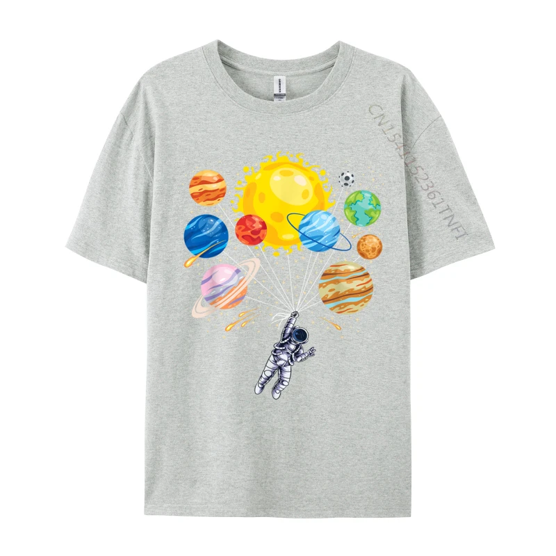 Funny Astronaut Space Balloon Planet Science Solar System Summer Cotton Fabric Men Designer T-Shirts Printed On Men Tshirt