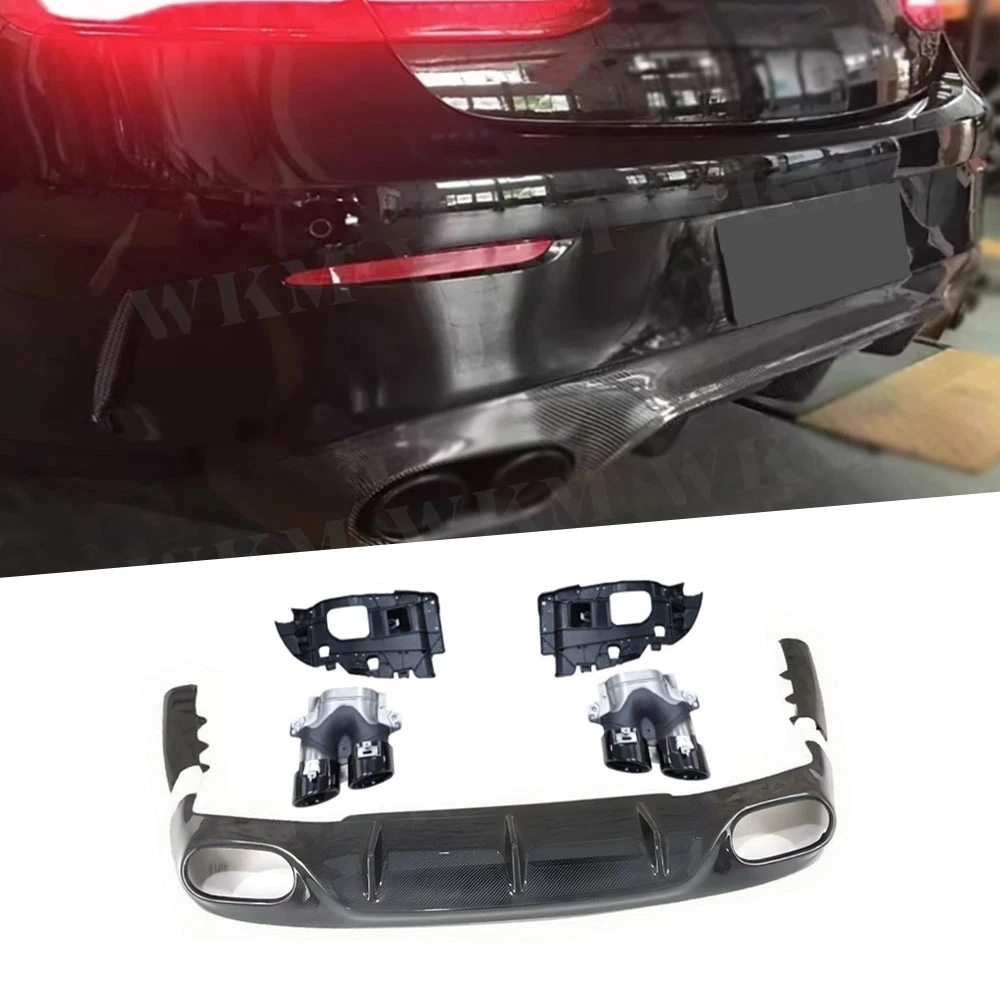 

Real Carbon Fiber Rear Diffuser With Exhaust Tips For Benz E Class C238 Coupe Sport E53 For AMG 2017-2022 Car Exterior Parts