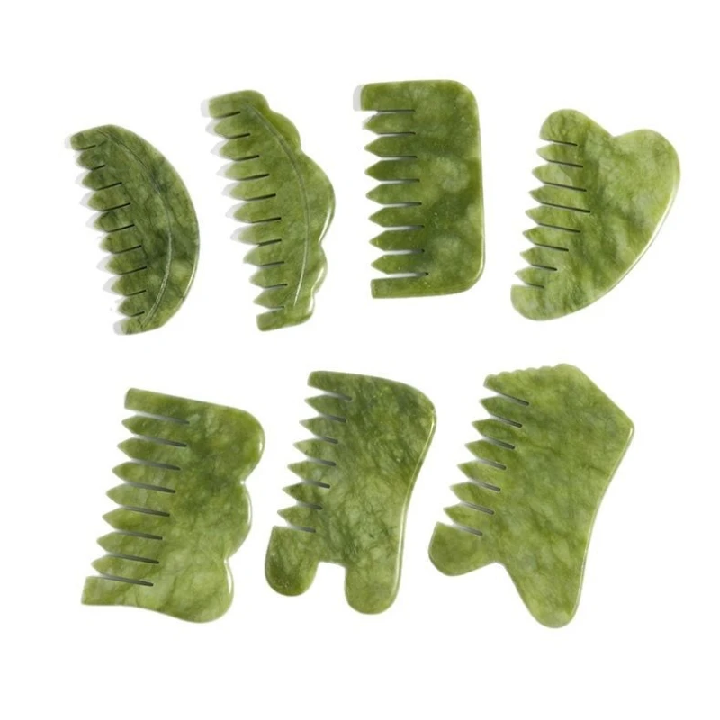 

Натуральная нефритовая расческа Гуа Ша, нефритовый массажер для спа, иглоукалывание, массажер для головы, натуральная нефритовая расческа, щетка для волос, инструмент для ухода