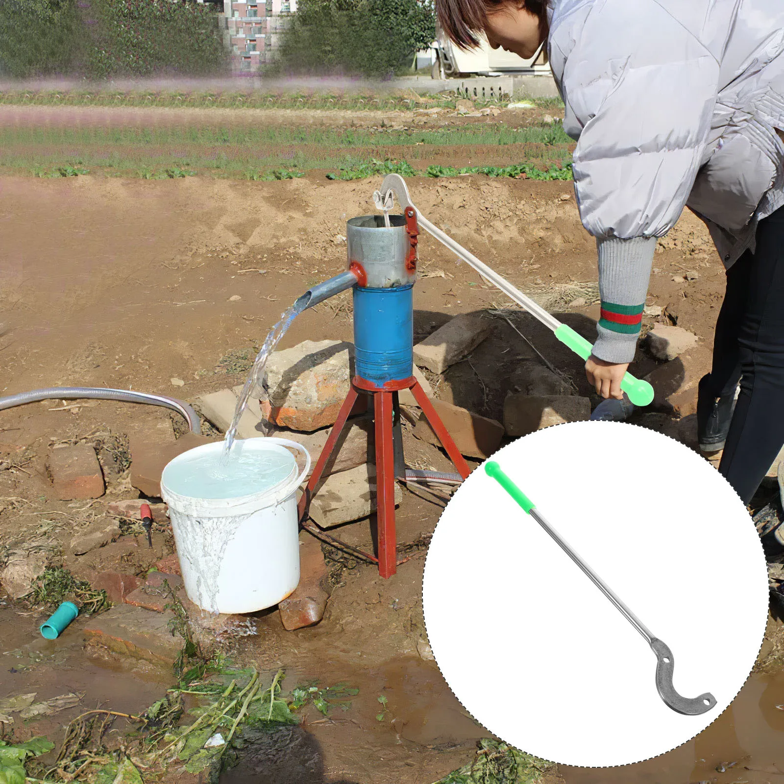 

Manual Well Pump Handle Stainless Steel Sturdy and Reliable for Outdoor Water Pump Replacement Part Easy Installation No Burrs