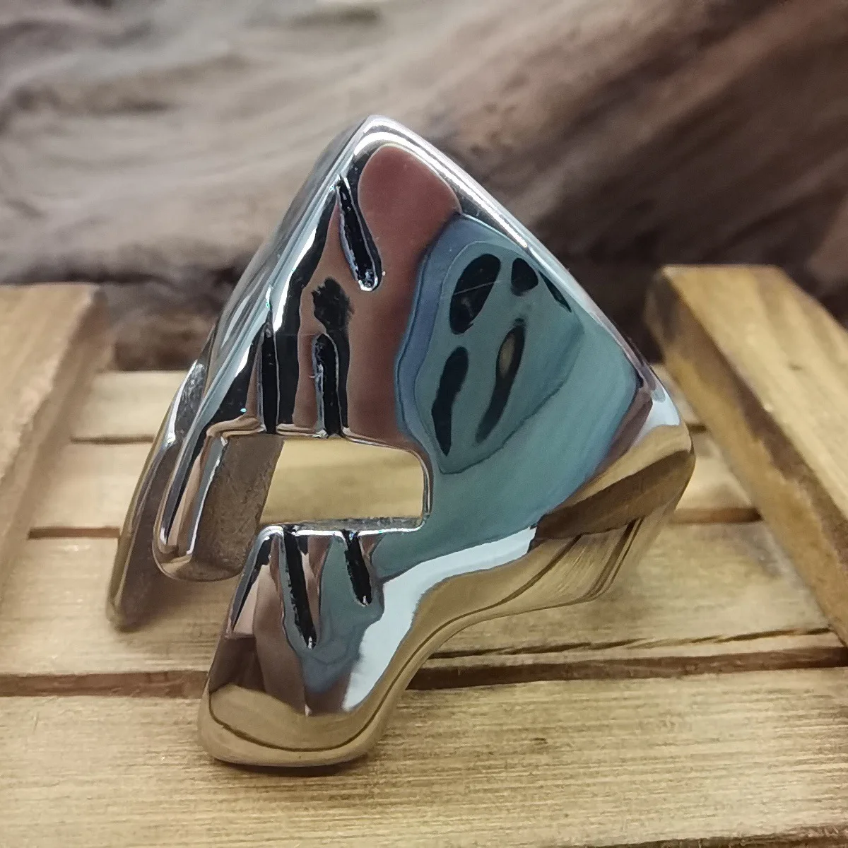 Stainless Steel Spartan Helmet Open Ring for Men Vintage Polished Warrior Mask Adjustable Statement Finger Jewelry Gift