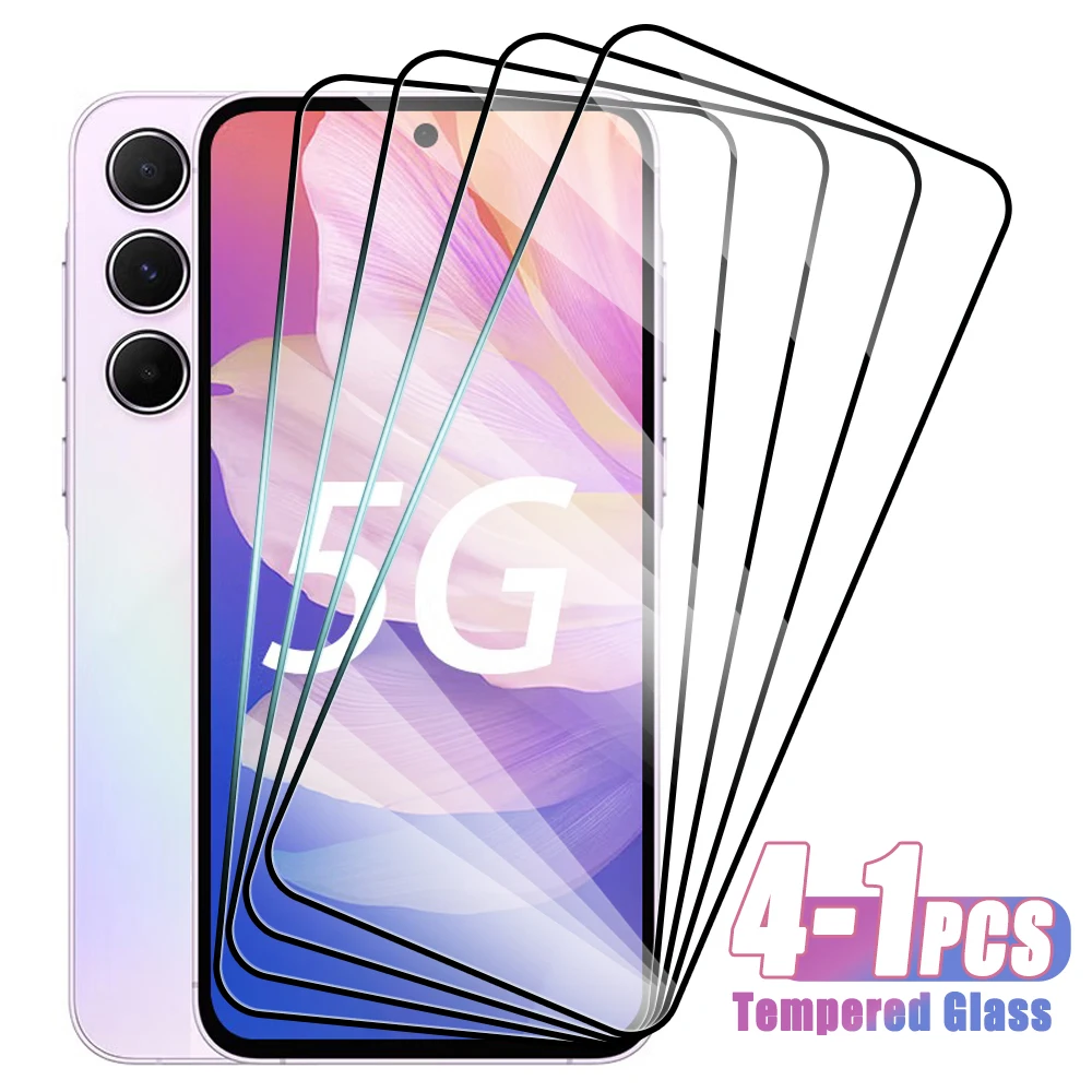 4-1Pcs Tempered Glass For Samsung Galaxy A54 A34 A24 A14 A04 4G 5G Screen Protector on Samsung A55 A35 A25 A15 A05