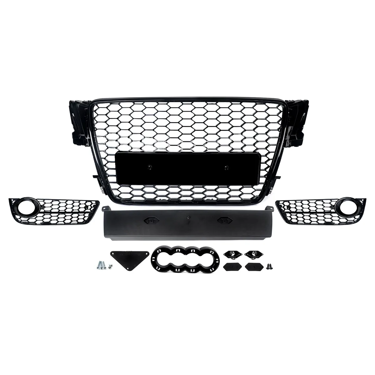 Front Center Racing Grill met mistlampafdekking Grille Mesh voor Audi A5 Standaard Bumper Coupe Sportback 2008-2011 RS-stijl